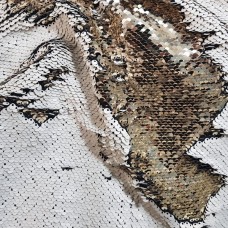 Ткань Пайеточная двухсторонняя (молоко-золото)